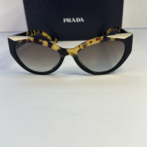 New Authentic PRADA  Acetate Cat Eye Sunglasses SPR 03W Black Havana main image 8